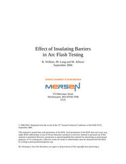 Cover of Effect of Insulating Barriers in Arc Flash Testing - White Paper
